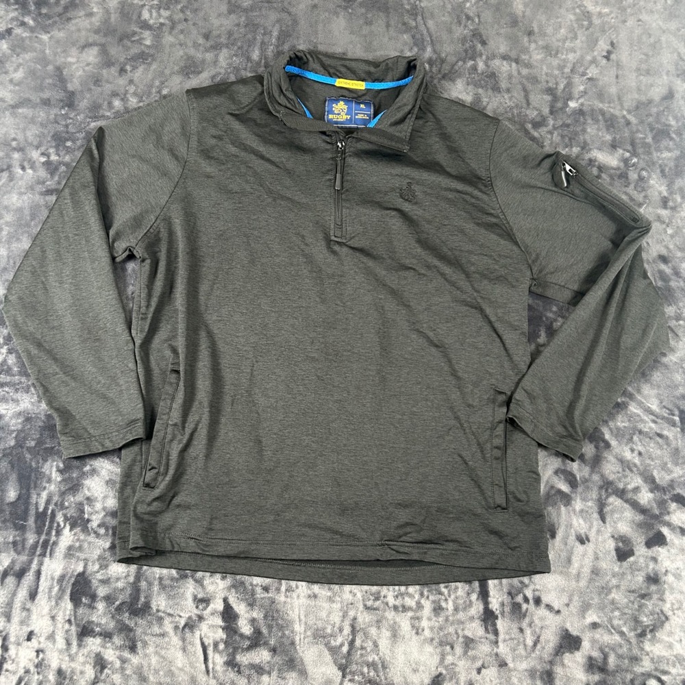 Rugby University‎ Quarter Zip Pullover Mens XL Gray Extreme Stretch Performance
